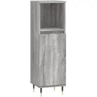 The Living Store Badschrank Grau Sonoma 30x30x100 cm Holzwerkstoff