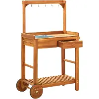 The Living Store Servierwagen Akazienolz Massiv 92 x 43,5 x 141,5 cm