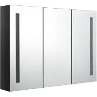The Living Store LED-Spiegelschrank fürs Bad 89x14x62 cm Glänzend Schwarz