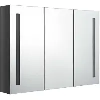 The Living Store LED-Spiegelschrank fürs Bad 89x14x62 cm Glänzend Grau