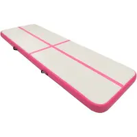 The Living Store Aufblasbare Gymnastikmatte mit Pumpe 400x100x20 cm PVC Rosa