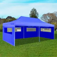 The Living Store Pop-Up-Partyzelt Faltbar Blau 3×6 m