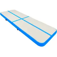 The Living Store Aufblasbare Gymnastikmatte mit Pumpe 400x100x15 cm PVC Blau