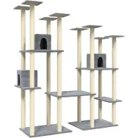 The Living Store Kratzbaum mit Sisal-Kratzsäulen Hellgrau 174 cm