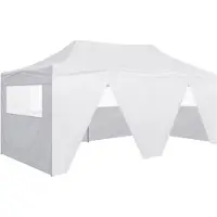 The Living Store Profi-Partyzelt Faltbar mit 4 Seitenwänden 3×6m Stahl Weiß