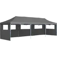 The Living Store Faltzelt Partyzelt Pop-Up mit 5 Seitenwänden 3x9 m Anthrazit