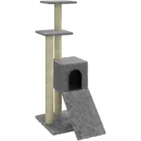 The Living Store Kratzbaum mit Sisal-Kratzsäulen Hellgrau 92 cm