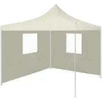 The Living Store Faltzelt mit 2 Wänden 3 x 3 m Cremeweiß