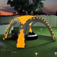 The Living Store Partyzelt mit LED und 4 Seitenwänden 3,6x3,6x2,3 m Gelb