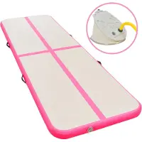 The Living Store Aufblasbare Gymnastikmatte mit Pumpe 800×100×10 cm PVC Rosa