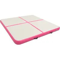 The Living Store Aufblasbare Gymnastikmatte mit Pumpe 200x200x15 cm PVC Rosa
