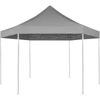 The Living Store Pop-Up-Partyzelt Hexagonal Faltbar Grau 3,6x3,1 m