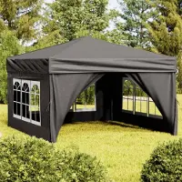 The Living Store Partyzelt Faltbar mit Seitenwänden Anthrazit 3x3 m