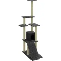 The Living Store Kratzbaum mit Sisal-Kratzsäulen Dunkelgrau 155 cm