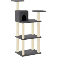 The Living Store Kratzbaum mit Sisal-Kratzsäulen Dunkelgrau 118,5 cm