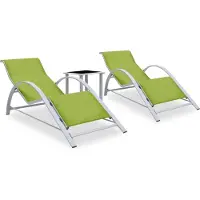 The Living Store Sonnenliegen 2 Stk. mit Tisch Aluminium Grün