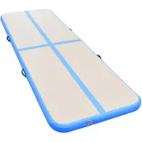 The Living Store Aufblasbare Gymnastikmatte mit Pumpe 600x100x10 cm PVC Blau
