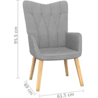 The Living Store Relaxsessel mit Hocker Hellgrau Stoff