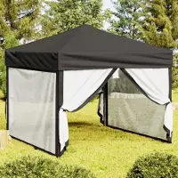 The Living Store Partyzelt Faltbar mit Seitenwänden Anthrazit 3x3 m