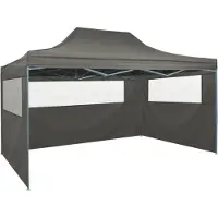 The Living Store Faltzelt mit 3 Wänden 3x4,5 m Anthrazit