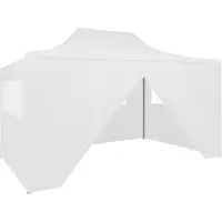 The Living Store Profi-Partyzelt Faltbar mit 4 Seitenwänden 3×4m Stahl Weiß