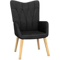 The Living Store Relaxsessel mit Hocker Schwarz Stoff