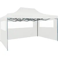 The Living Store Profi-Partyzelt Faltbar mit 3 Seitenwänden 3×4m Stahl Weiß