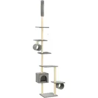 The Living Store Katzenbaum mit Sisal-Kratzsäulen 260 cm Grau