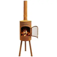 Bonfeu Bongiano SP Rost - Terrassenofen - Feuerstelle mit Funkenschutz für entspannte Abende - Feuersäule Outdoor - Terrassenkamin mit Grillrost - Gartenofen aus hochwertigem Cortenstahl - 30x30x142cm