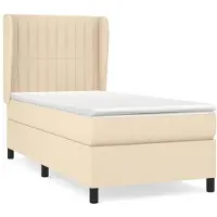 vidaXL Boxspringbett mit Matratze Creme 100x200 cm Stoff