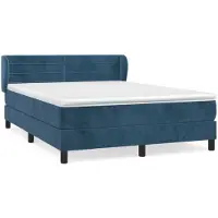 vidaXL Boxspringbett mit Matratze Dunkelblau 140x200 cm Samt
