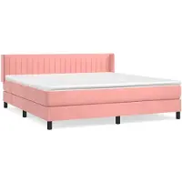 vidaXL Boxspringbett mit Matratze Rosa 160x200 cm Samt