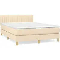 vidaXL Boxspringbett mit Matratze Creme 140x200 cm Stoff