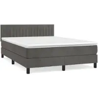 vidaXL Boxspringbett mit Matratze Dunkelgrau 140x190 cm Samt