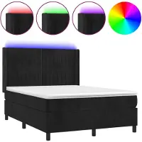 vidaXL Boxspringbett mit Matratze & LED Schwarz 140x190 cm Samt