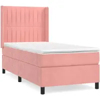 vidaXL Boxspringbett mit Matratze Rosa 90x190 cm Samt