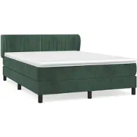vidaXL Boxspringbett mit Matratze Dunkelgrün 140x190 cm Samt