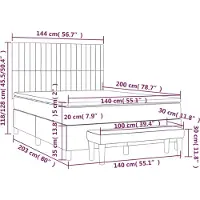 vidaXL Boxspringbett mit Matratze Dunkelgrau 140x200 cm Stoff