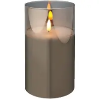 Lumineo LED Kerze Glas warmweißes Licht mit Timer - stimmungsvolle Beleuchtung 17,5cm