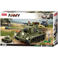 Sluban Army Bauset - Mittlerer Panzer Grün mit 2 Modellen & 4 Figuren