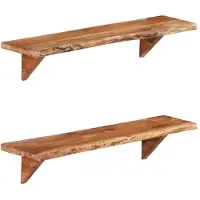 vidaXL - Wandregal - 2 - Stück - 90x20x18 - cm - massiv - Akazienholz