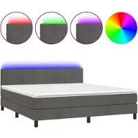 vidaXL Boxspringbett mit Matratze & LED Dunkelgrau 160x200 cm Samt