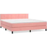 vidaXL Boxspringbett mit Matratze Rosa 180x200 cm Samt