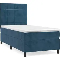 vidaXL Boxspringbett mit Matratze Dunkelblau 90x190 cm Samt