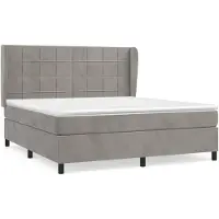 vidaXL Boxspringbett mit Matratze Hellgrau 180x200 cm Samt
