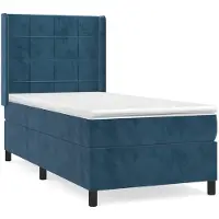 vidaXL Boxspringbett mit Matratze Dunkelblau 90x190 cm Samt
