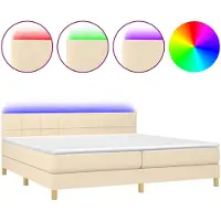 vidaXL Boxspringbett mit Matratze & LED Creme 200x200 cm Stoff