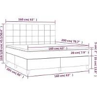 vidaXL Boxspringbett mit Matratze Dunkelgrau 160x200 cm Samt