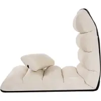 Costway Bodenstuhl 5-Fach einstellbar, Bodensessel Klappbar, Klappliege mit Rückenlehne, Bodenliege Faltbar, Klappstühle für Gaming & Schlafen & Entspannen & Lesen, Polsterstuhl Faules Sofa (Beige)
