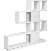 Coast Moderner 5-stöckiger Raumteiler im Guide-Stil aus Holz für Bücher 120 x 19,5 x 109 cm weiß